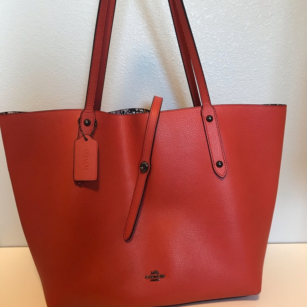 Coach Tote/Laptop Bag in Coral Red